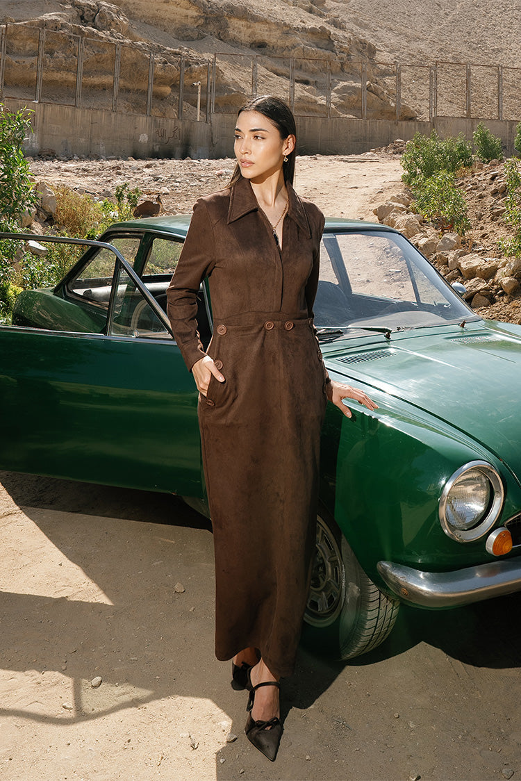 Buttoned suede Dress