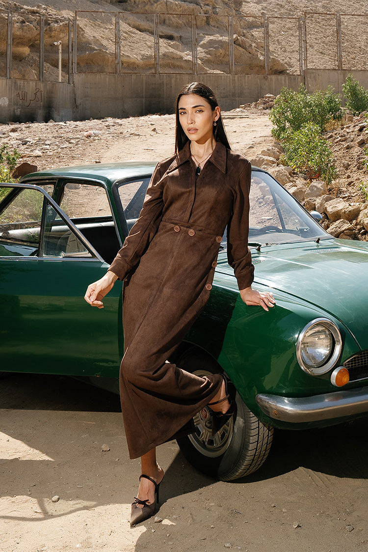 Buttoned suede Dress