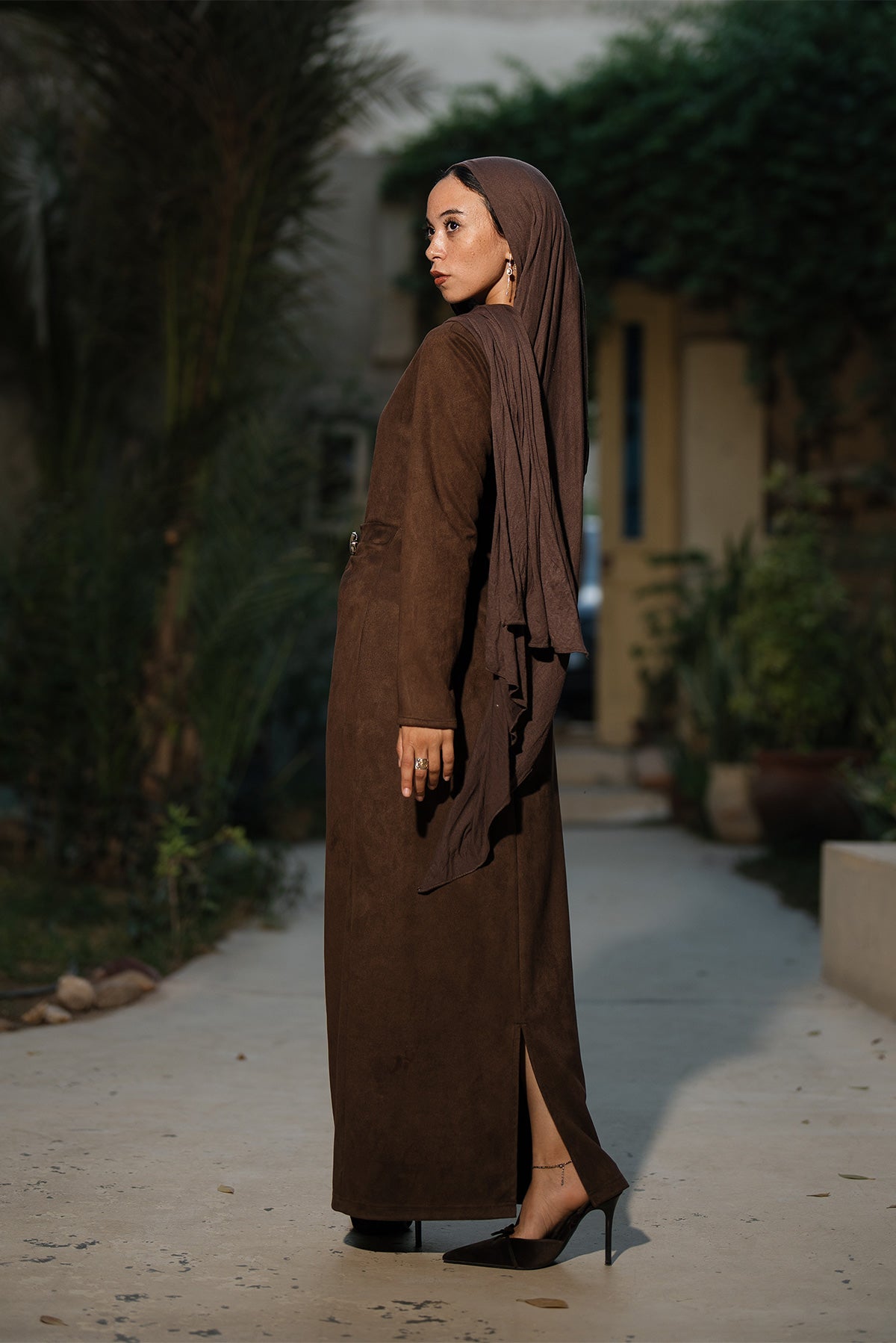 Draped suede Dress