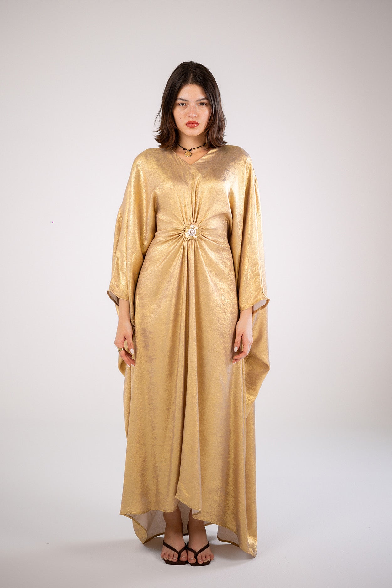 Metallic Kaftan Dress