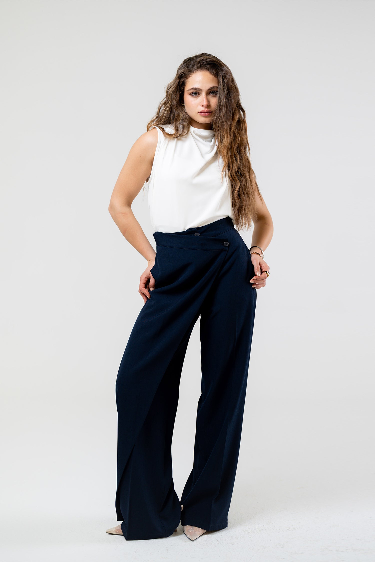 Wrap Wide-Leg Pants
