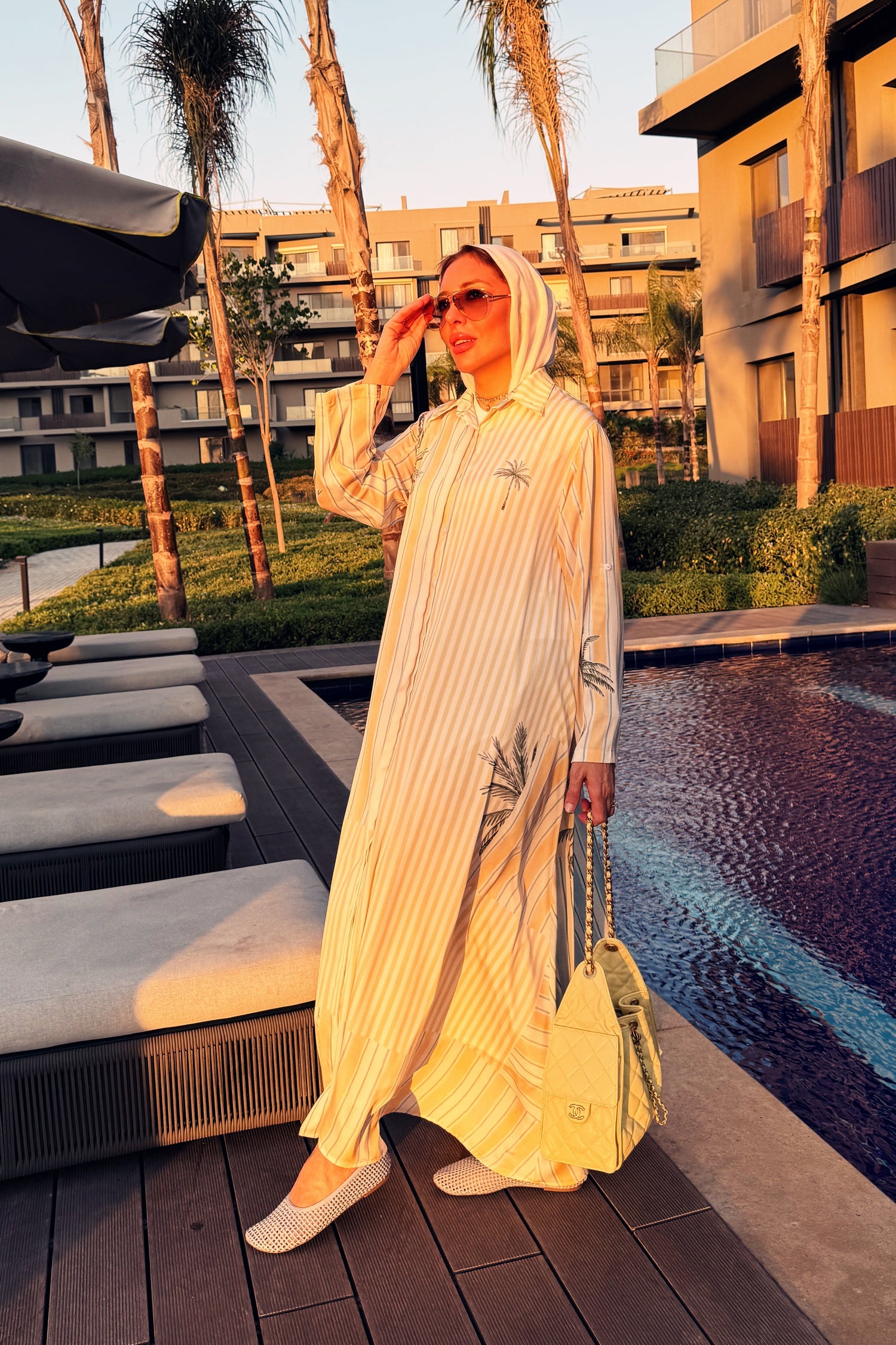 Palm Print Shirt Maxi Dress