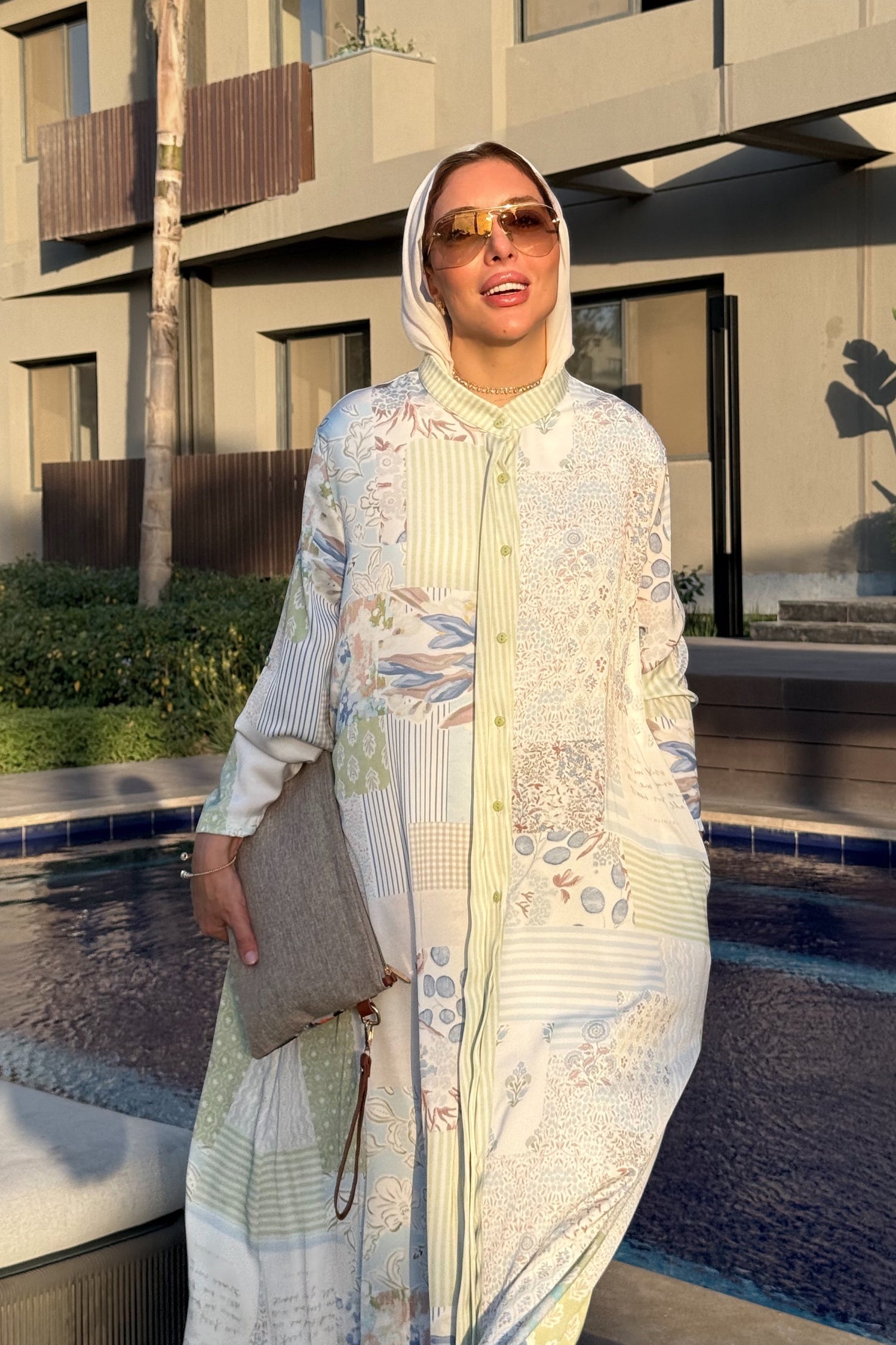 Patchwork Print Shirt Maxi Dress