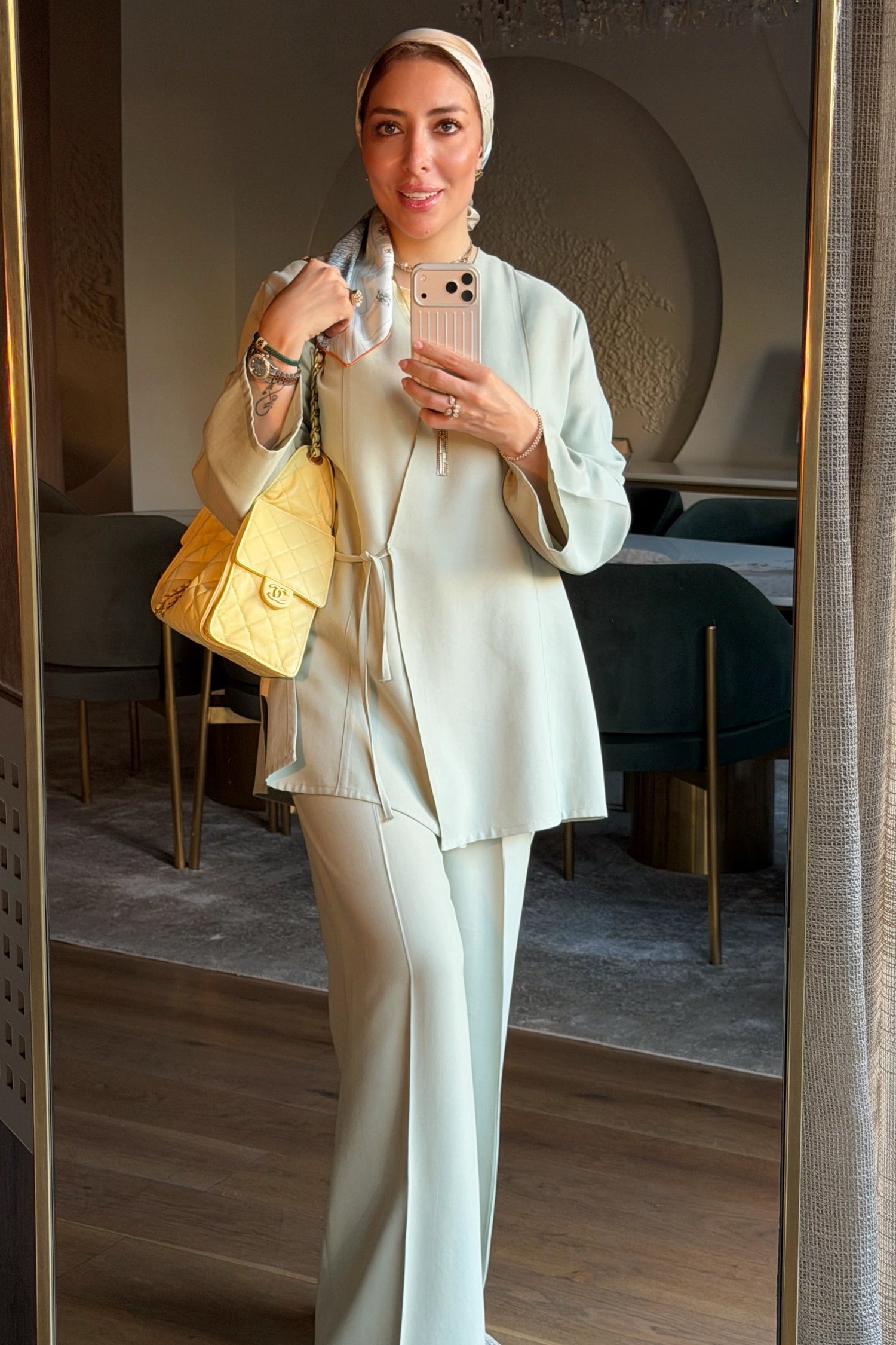 Wide-Leg Sage Green Trousers
