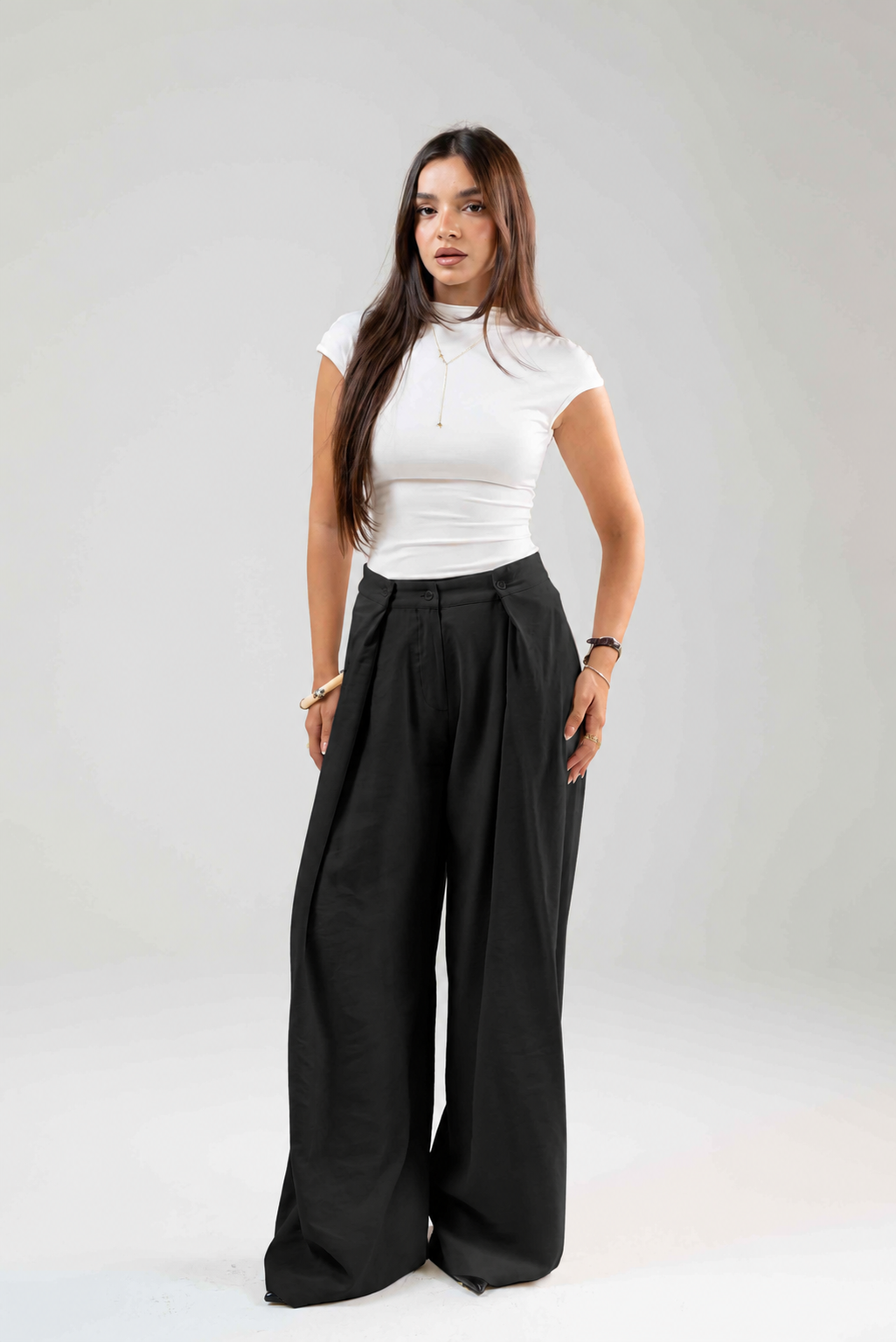 Wide-Leg Draped Pants