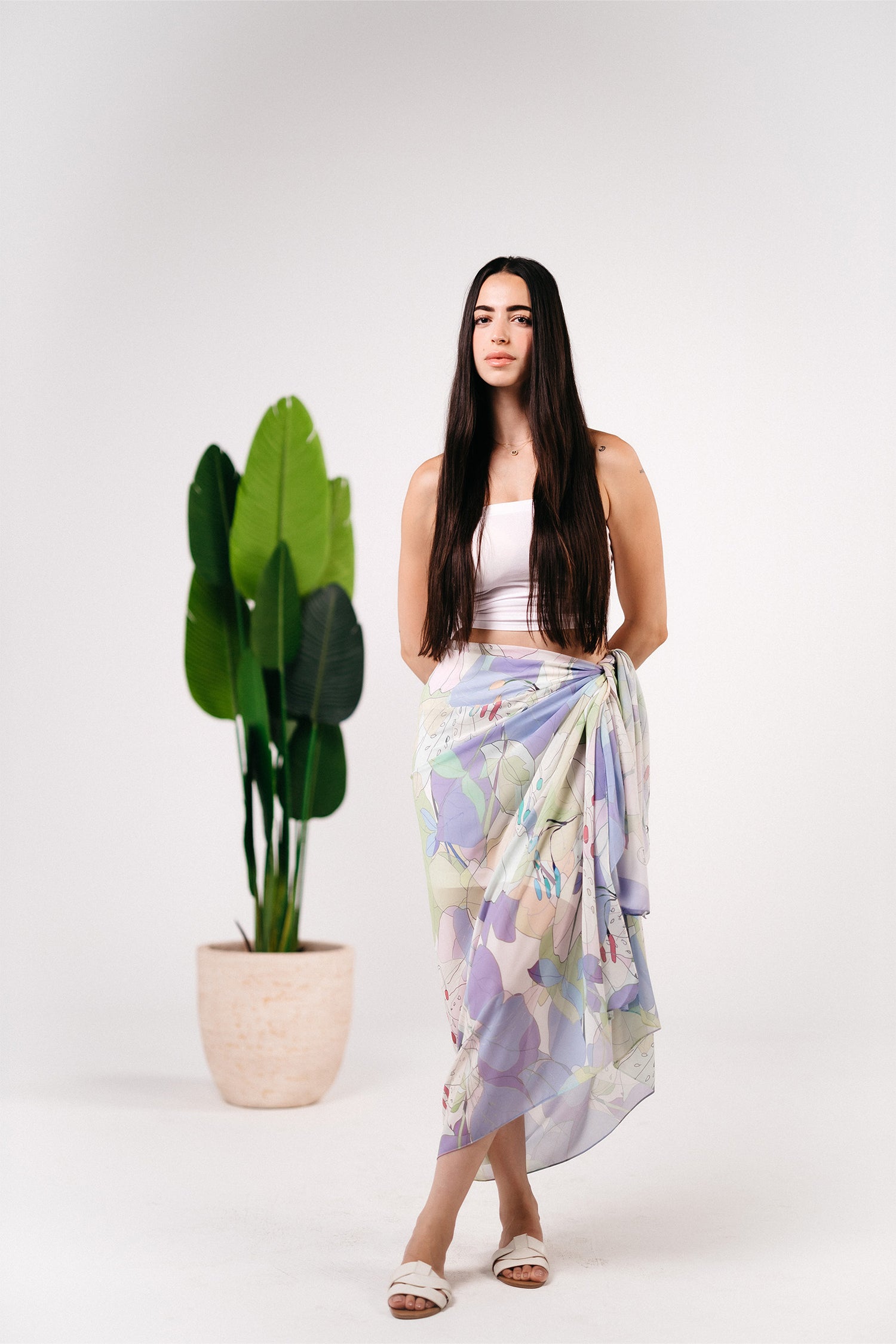 Patterned chiffon cover up