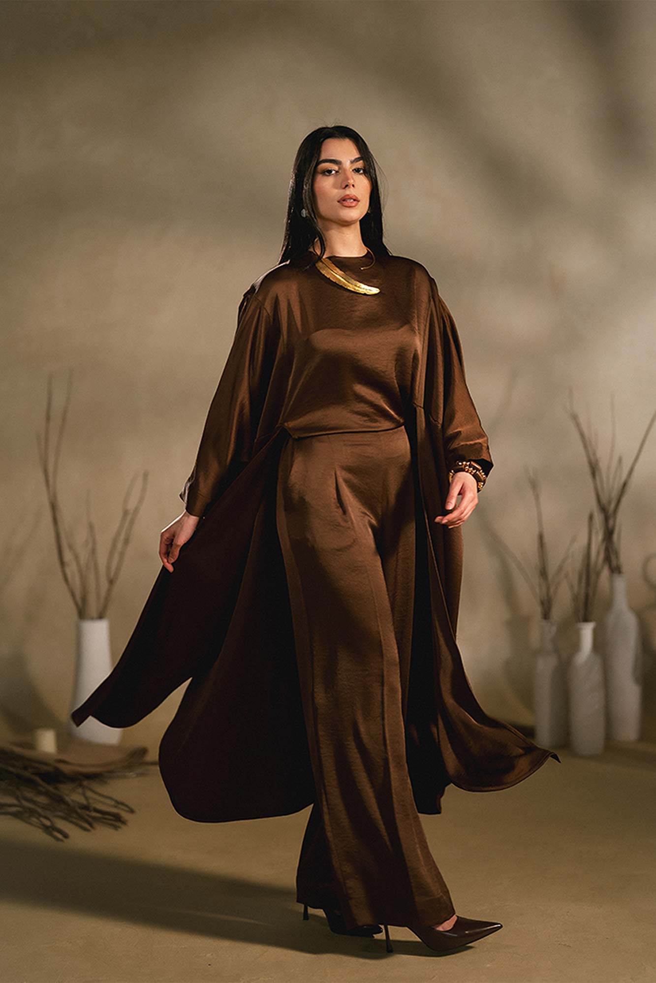 satin poncho dress Wing Dress/Faux Silk/ Poncho Dress/ Wing Sleeves-25032 Royal Blue India Batik