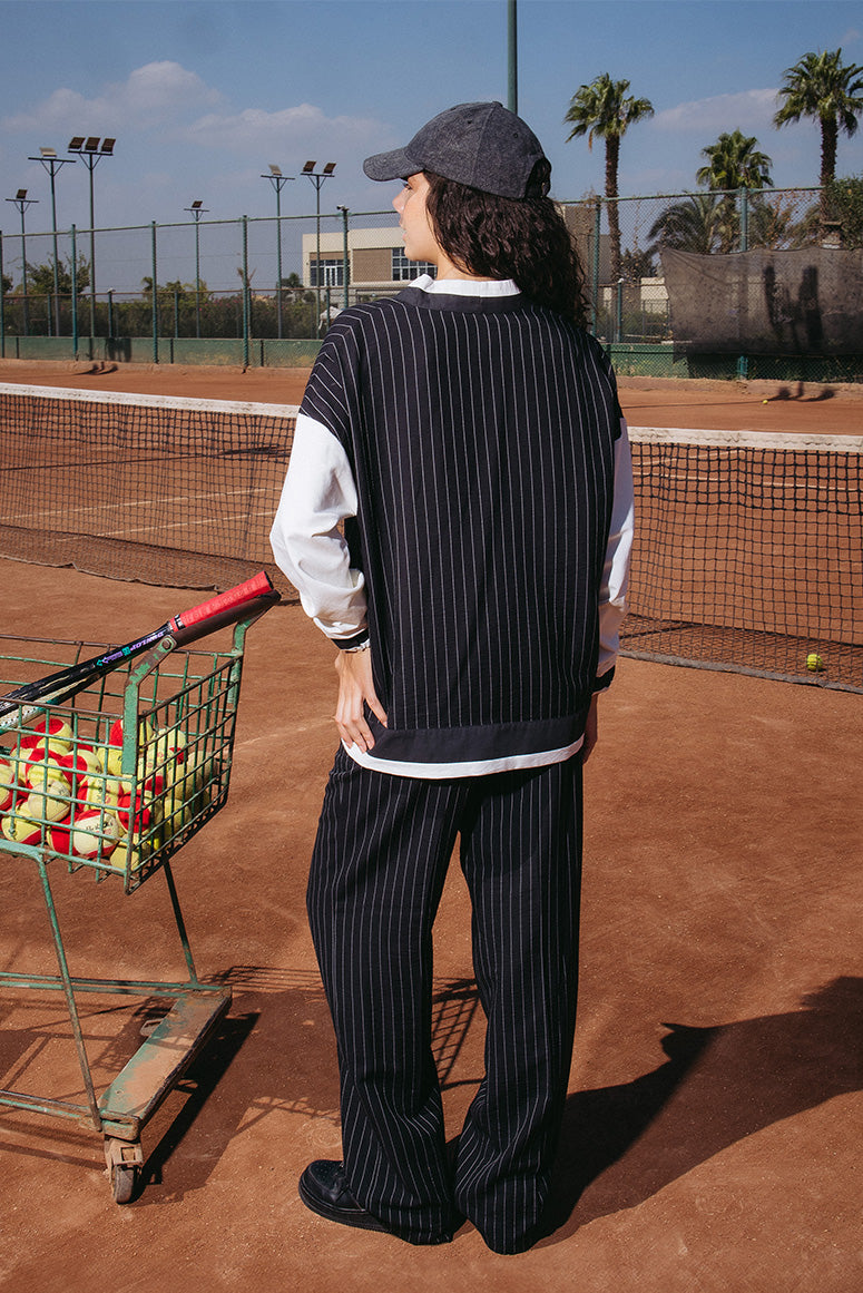 Pinstripe Relaxed Trousers