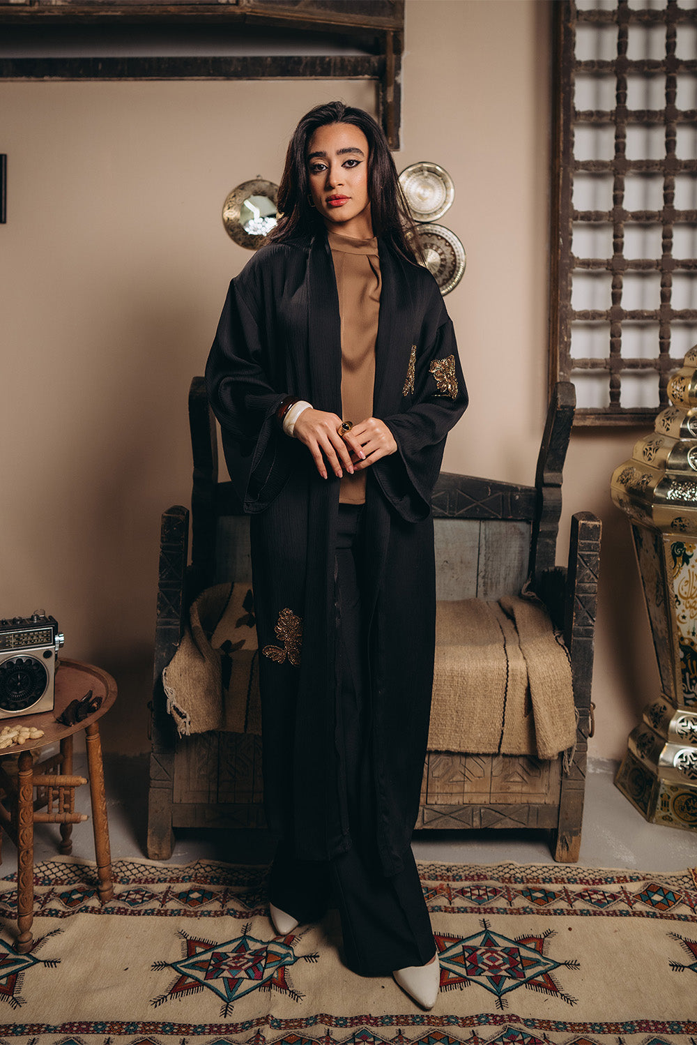 Plissé sequined Kimono