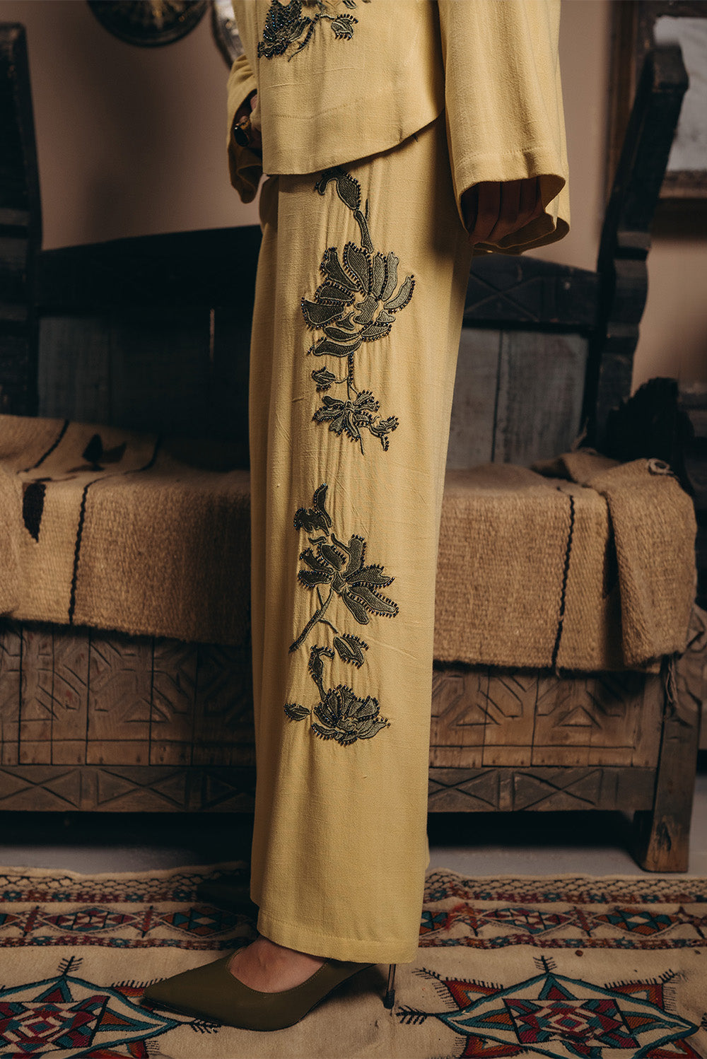 Sequined Linen Trousers