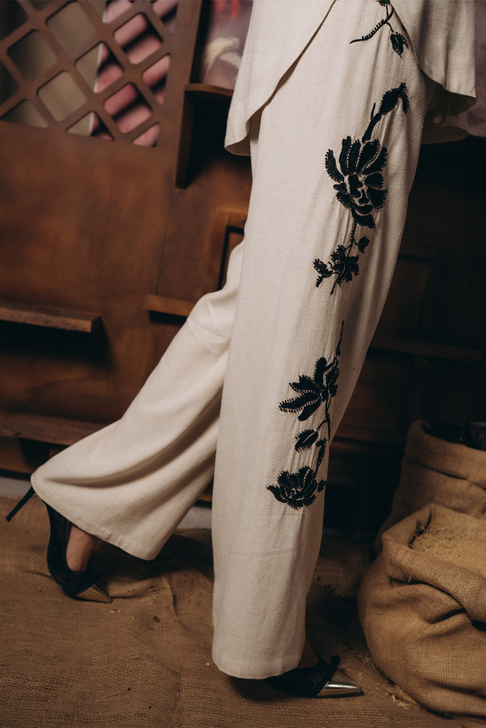 Sequined Linen Trousers
