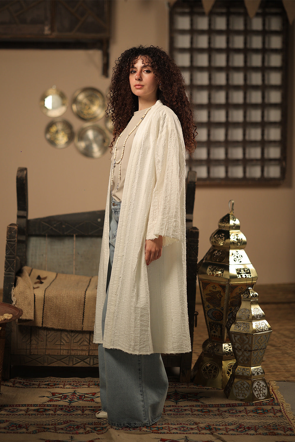 Textured Open-Front Cardigan