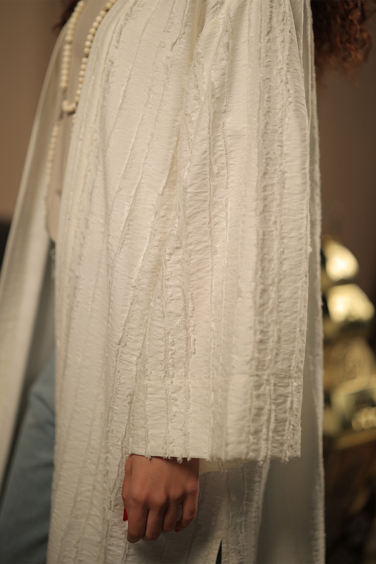 Textured Open-Front Cardigan