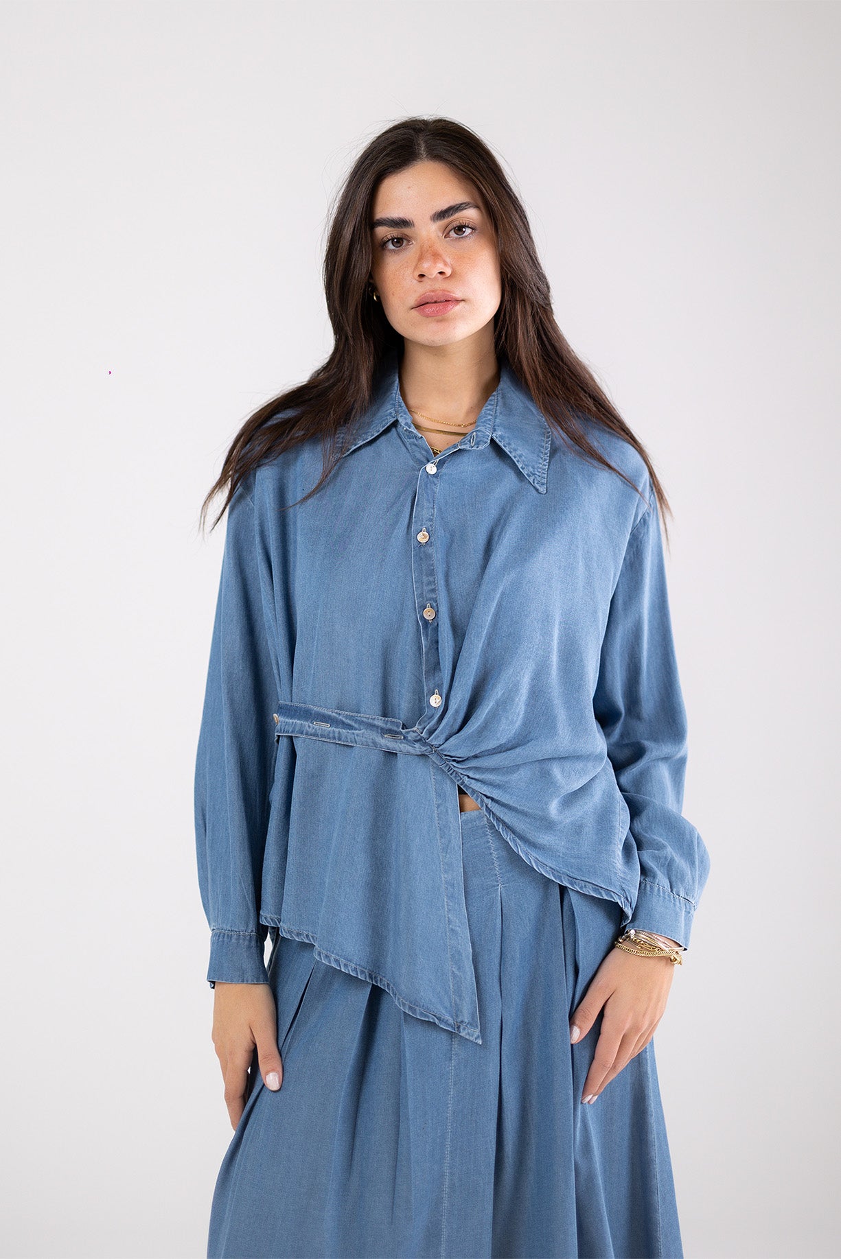 Light Denim Wrap Shirt:
