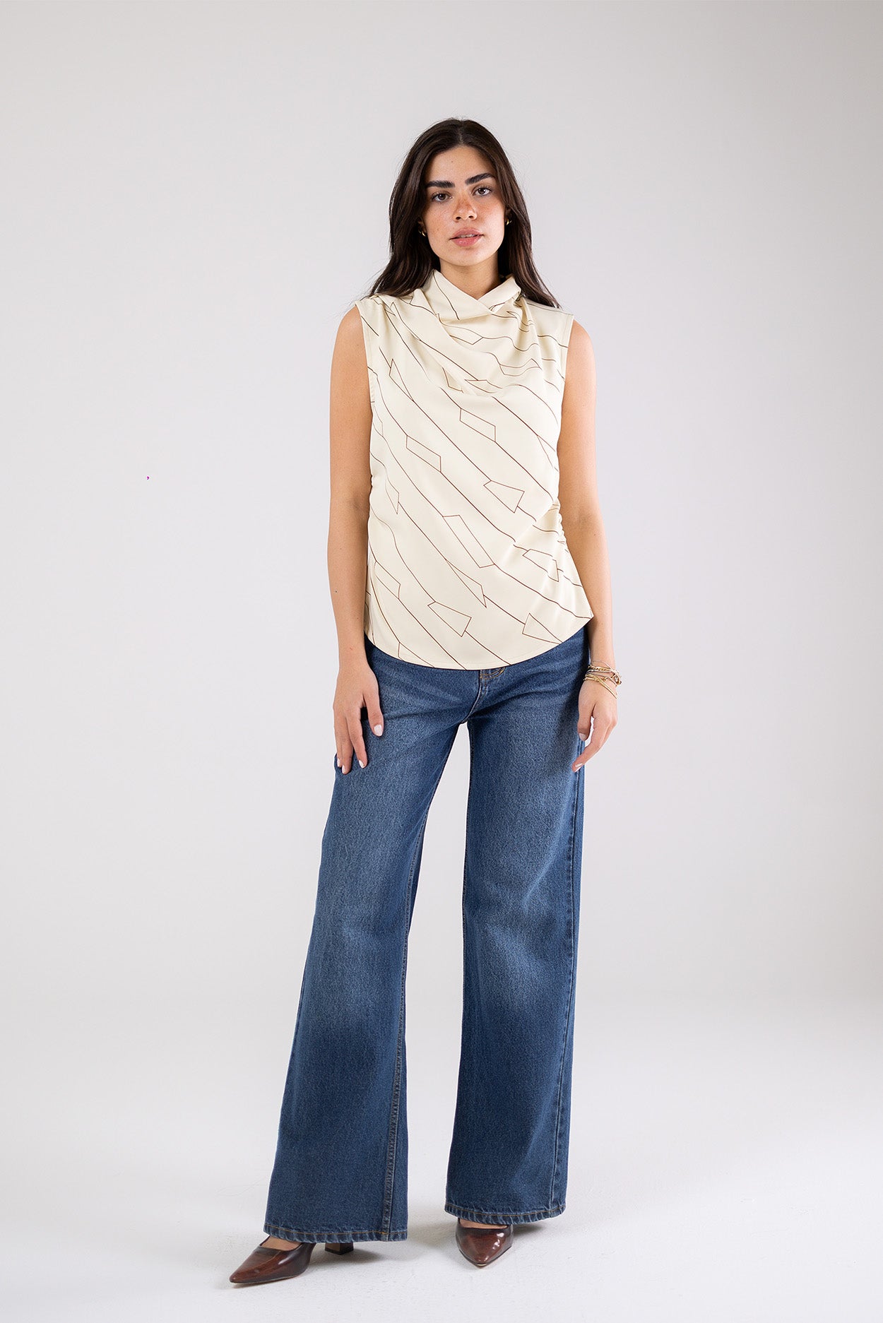 Draped Printed Top