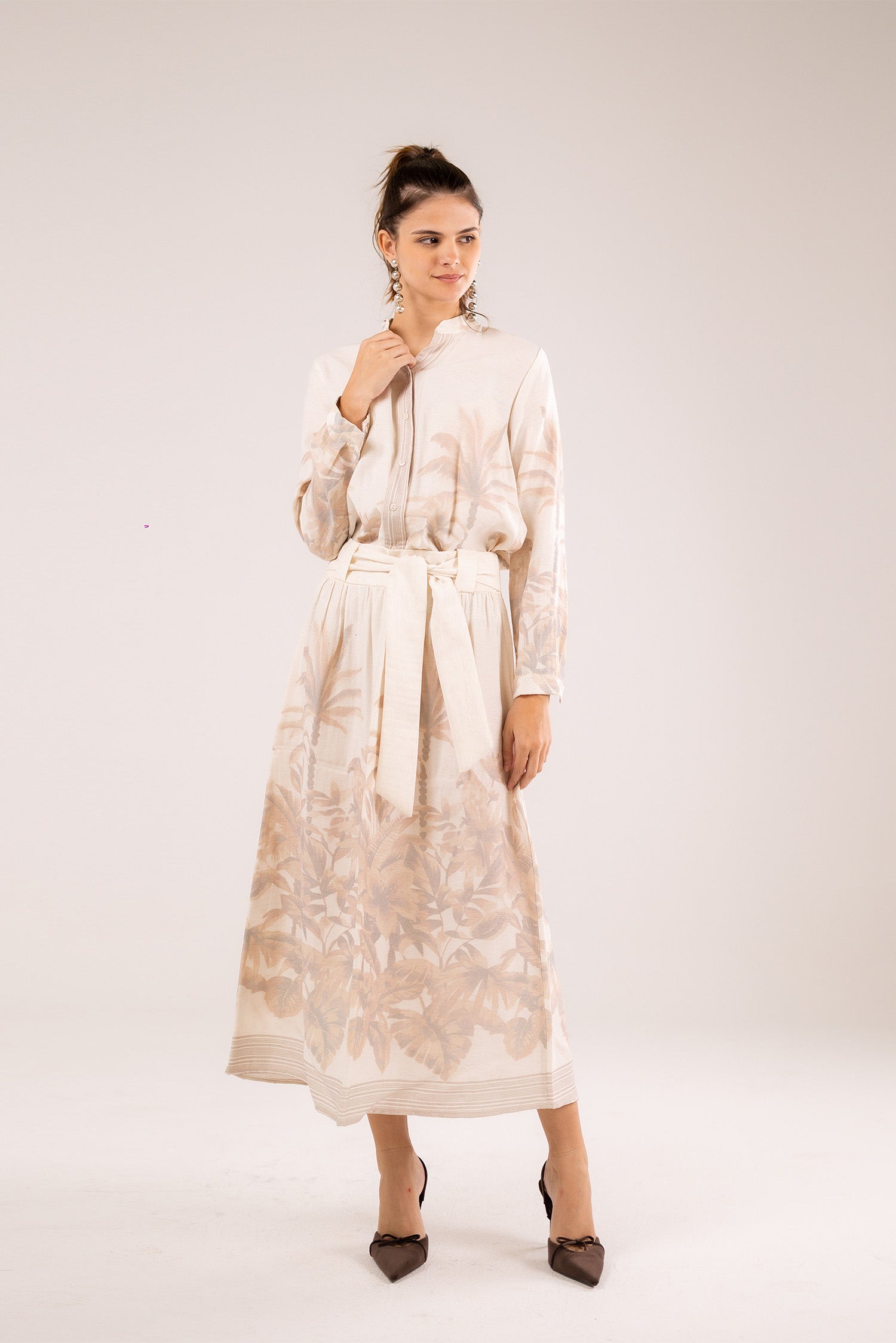 Printed Lenin Midi Skirt
