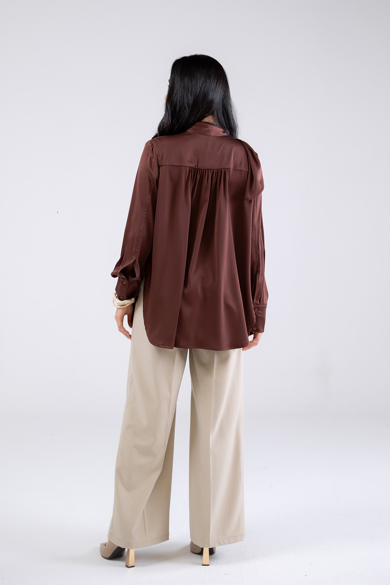 Draped Tie-Neck Blouse