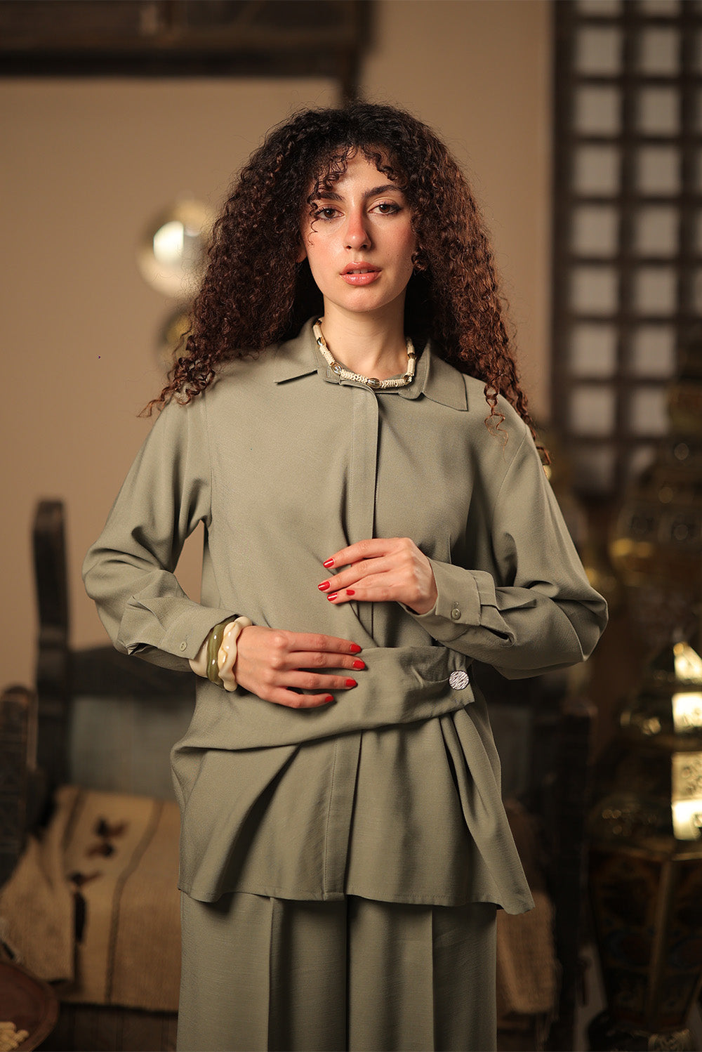 Draped Linen Shirt