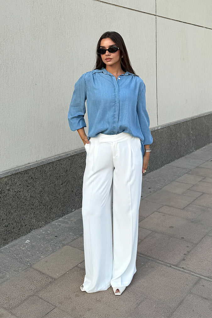 High-Waisted Wide-Leg Trousers