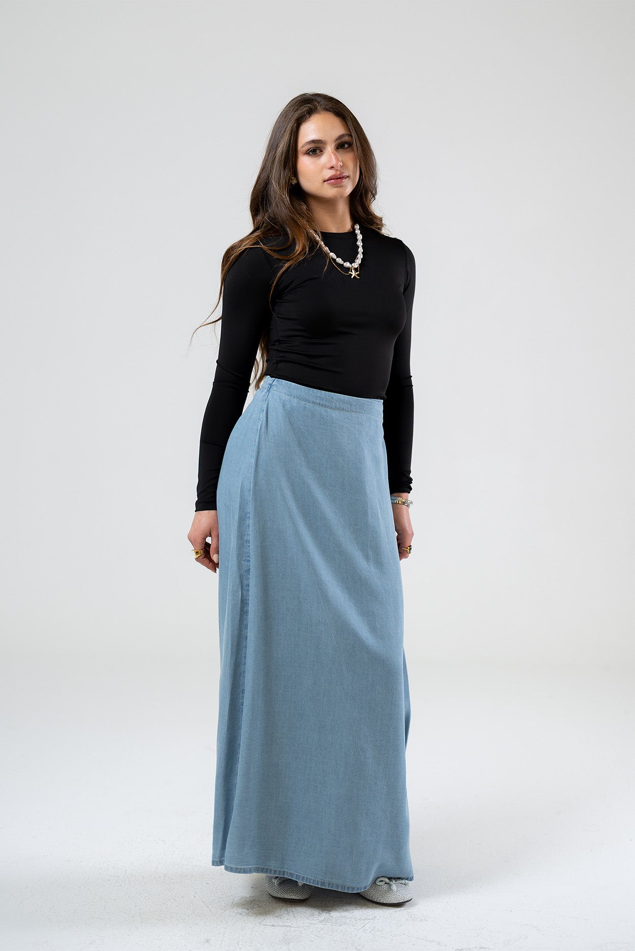 Wrap Denim Skirt