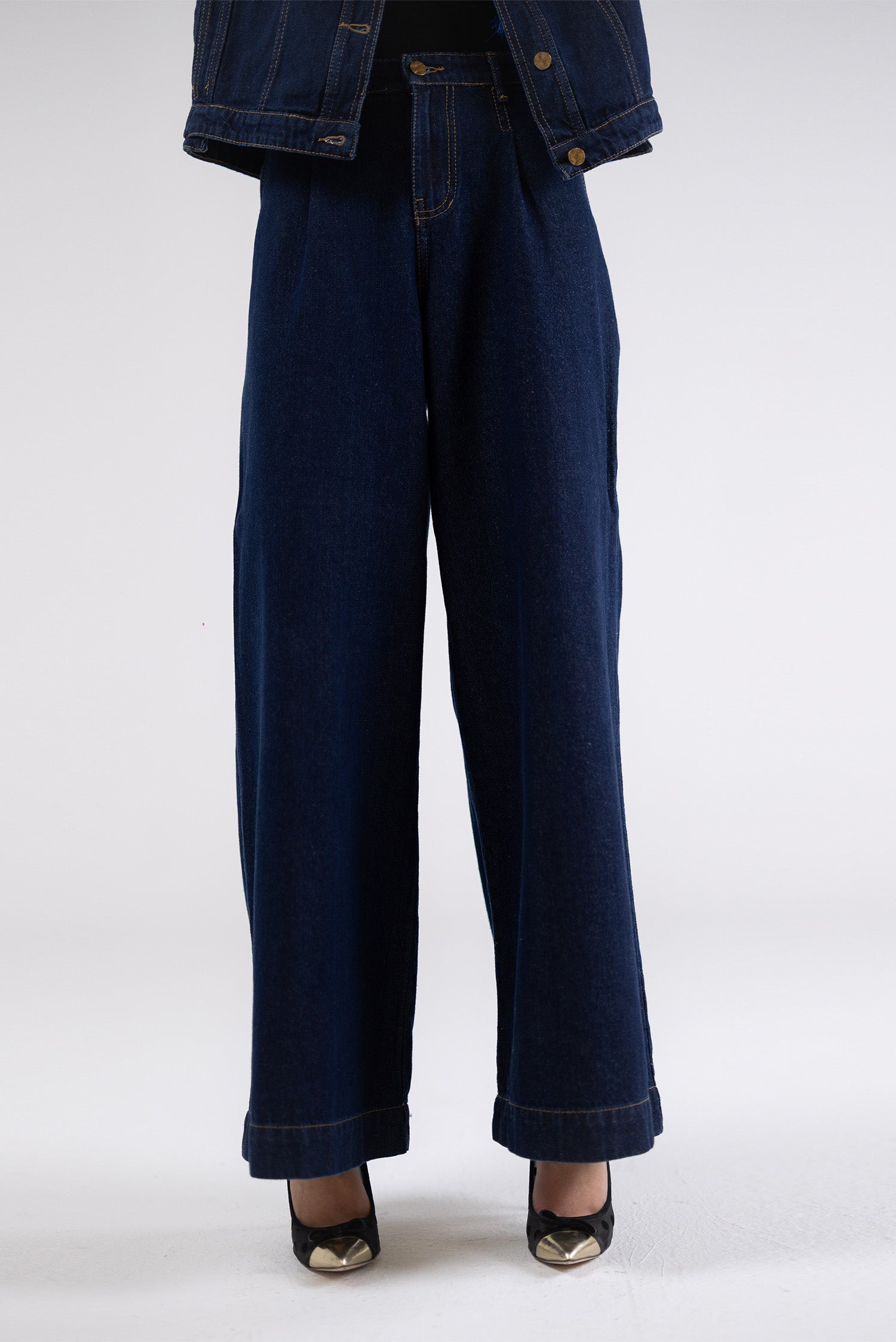 Wide-Leg Denim Pants