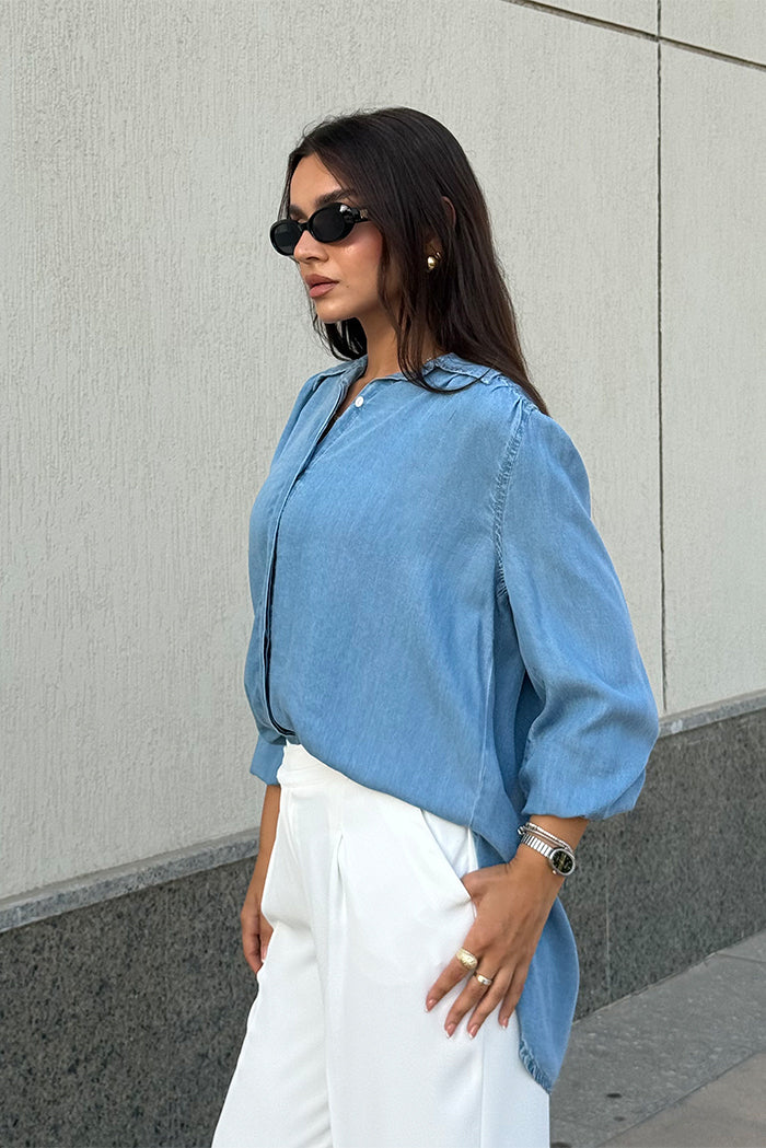Light Denim Wrap Shirt