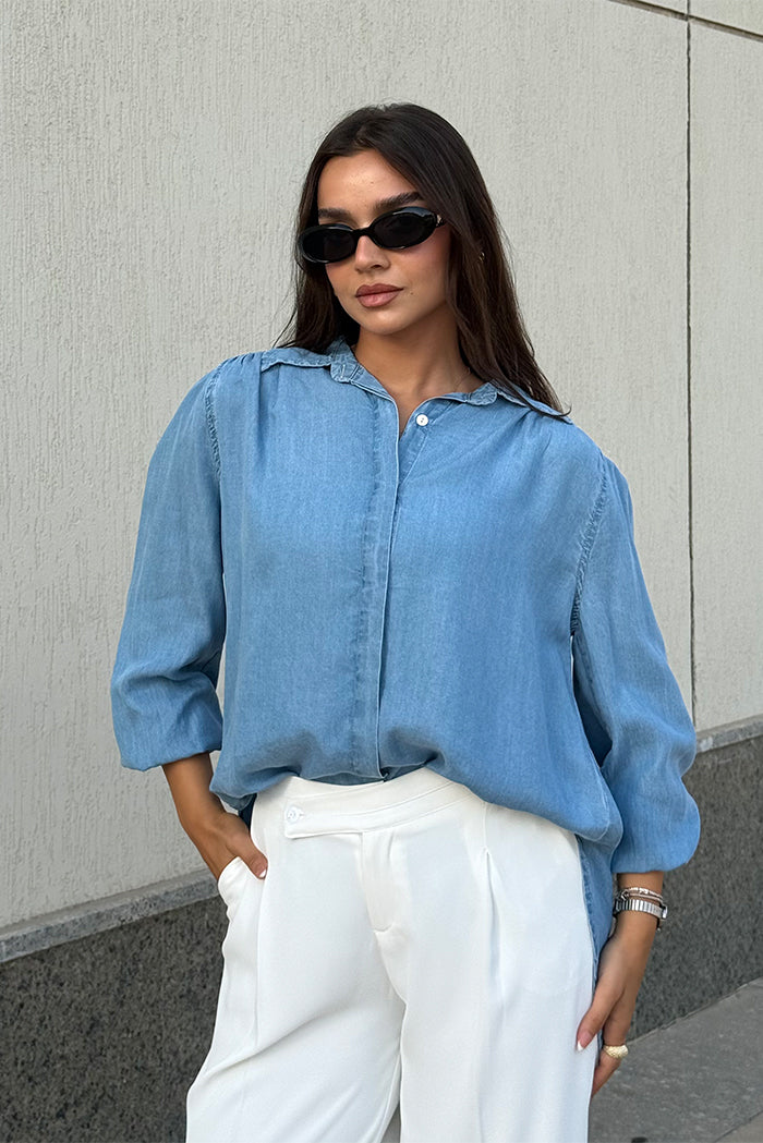Light Denim Wrap Shirt