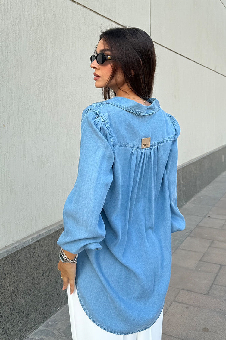 Light Denim Wrap Shirt