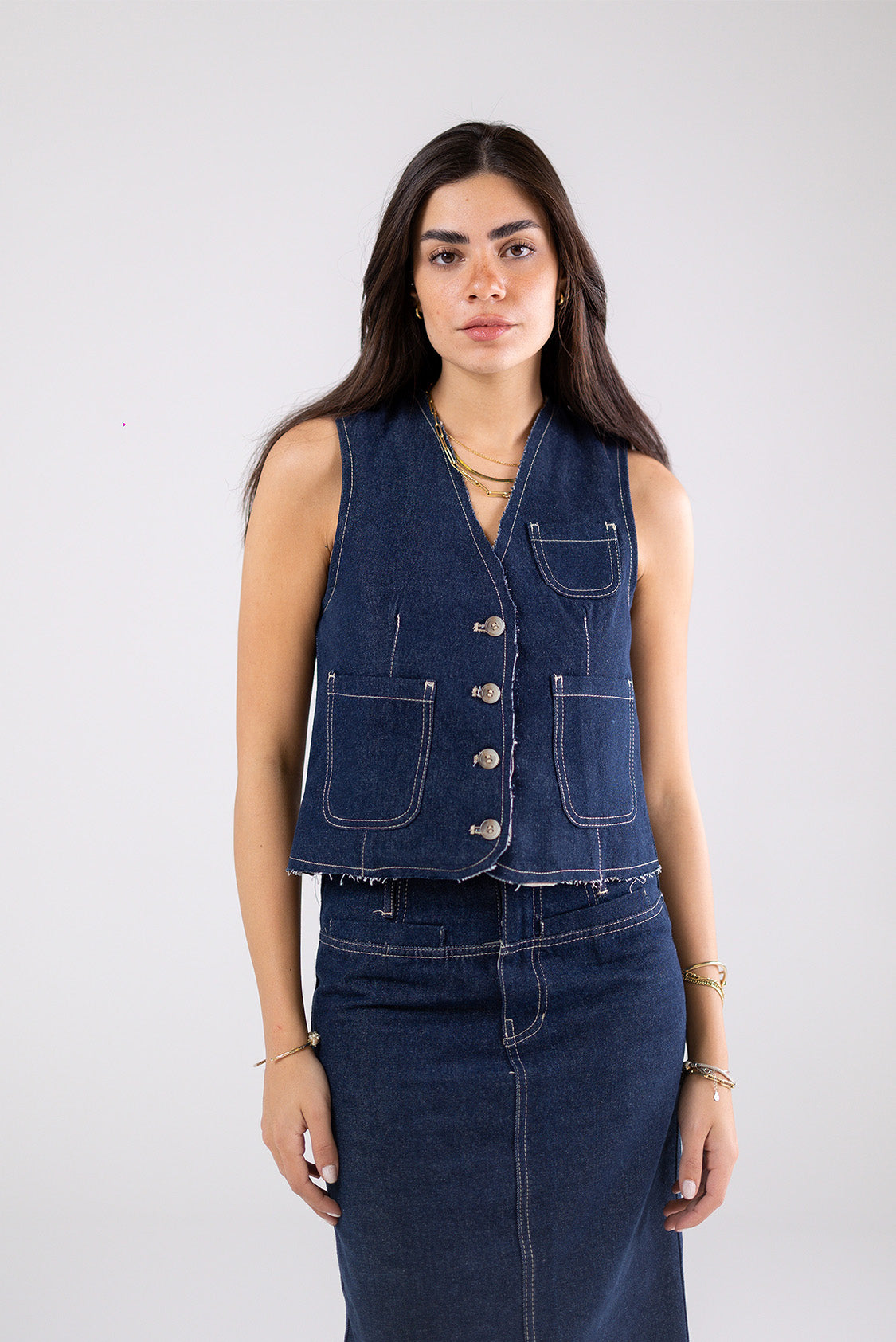 Denim Crop Vest