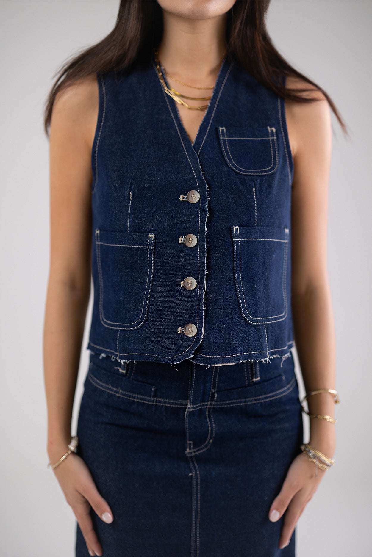 Denim Crop Vest