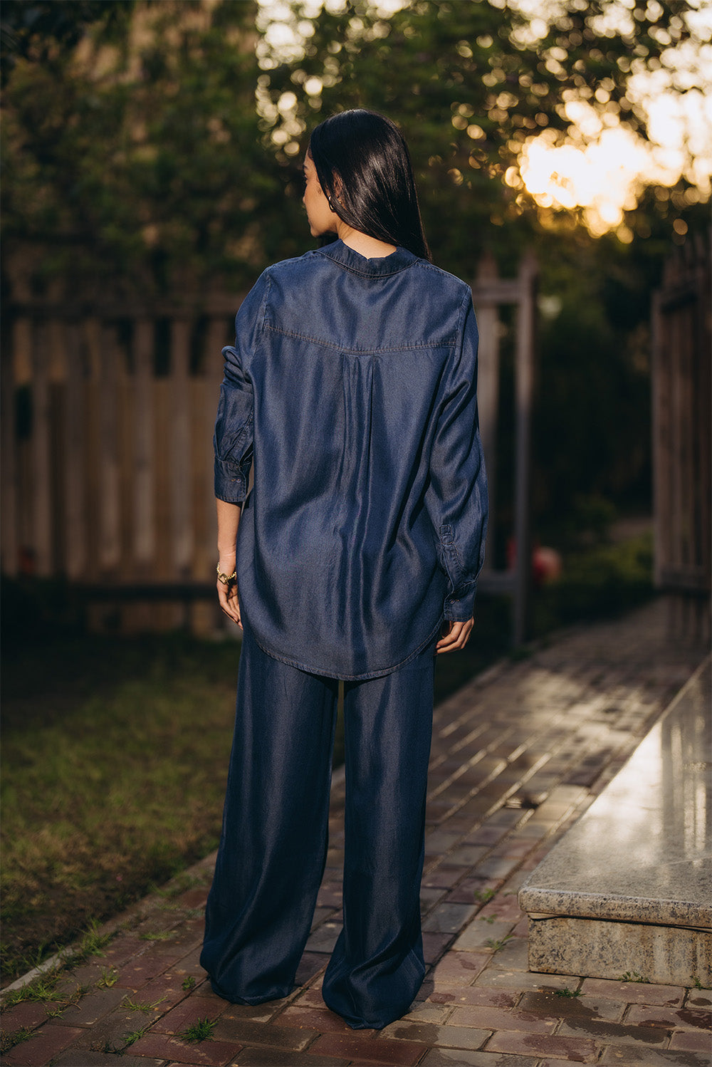 Wide-Leg Denim Pants