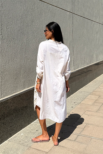 Embroidered Midi Shirt Dress