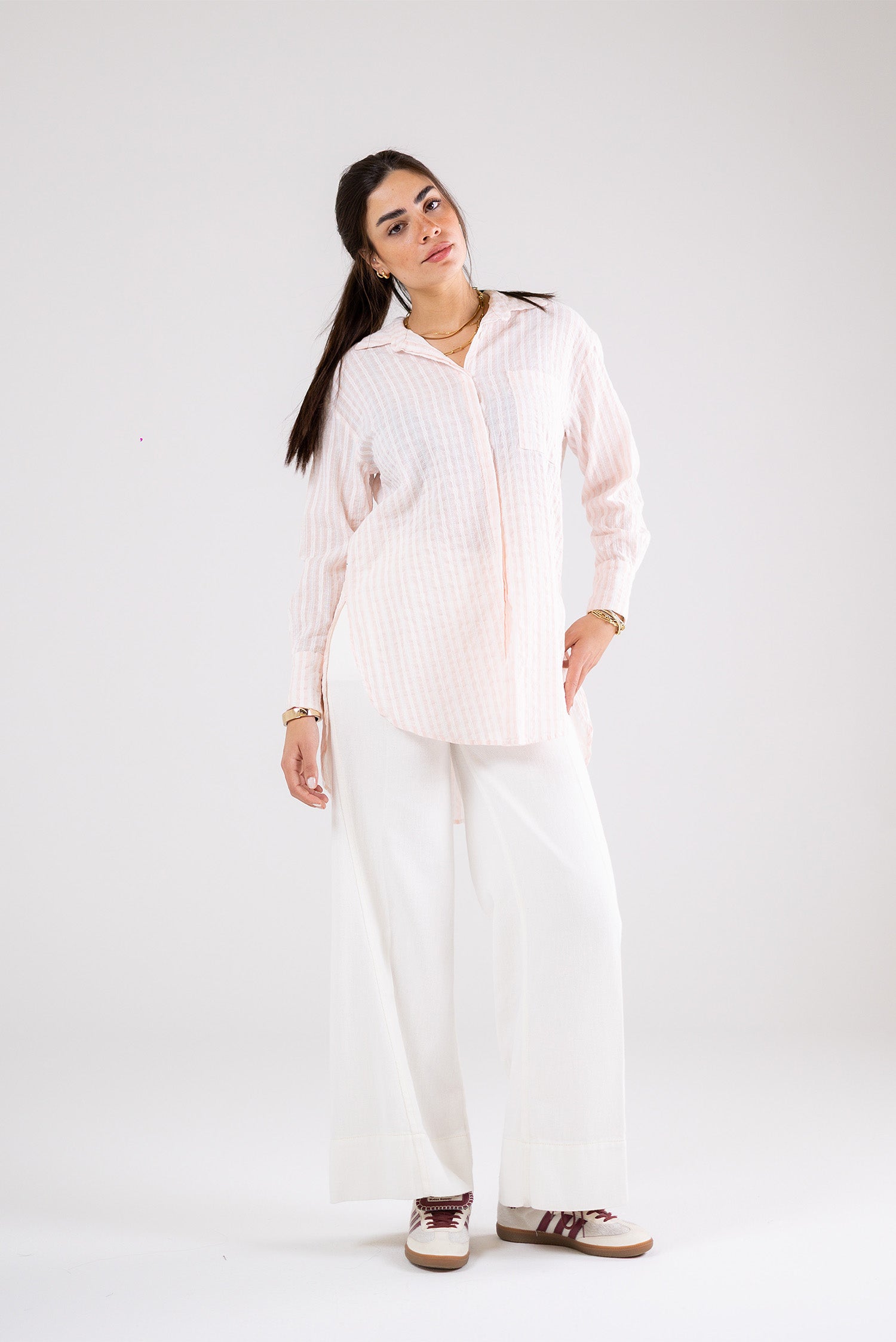 Striped Relaxed Long Shirt