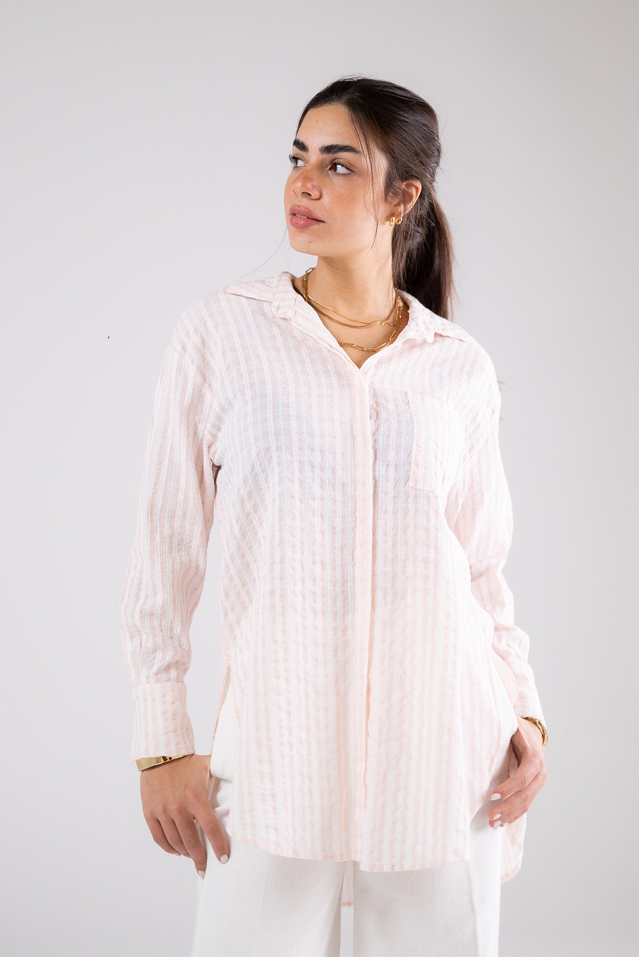 Striped Relaxed Long Shirt