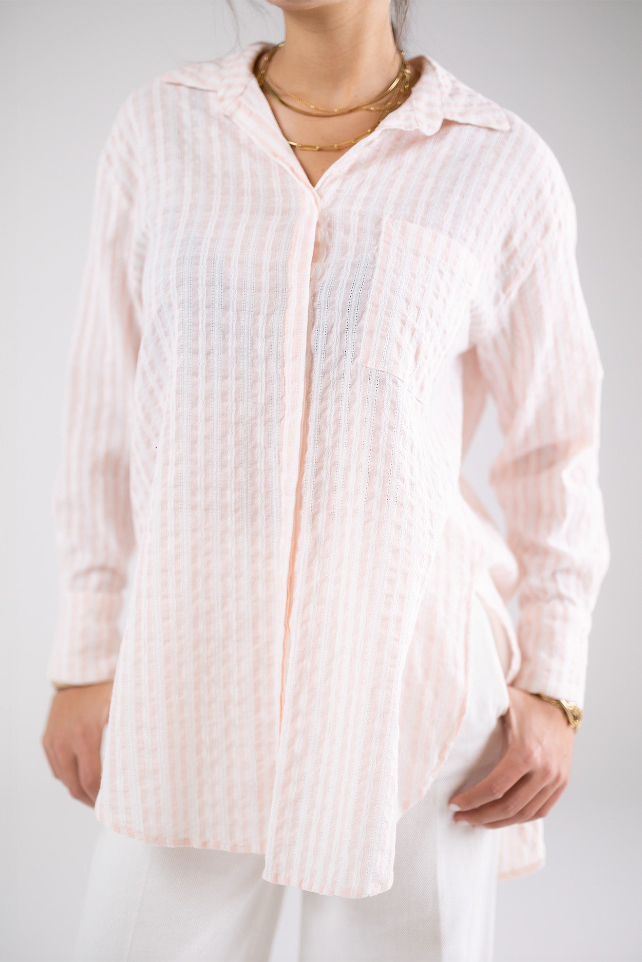 Striped Relaxed Long Shirt