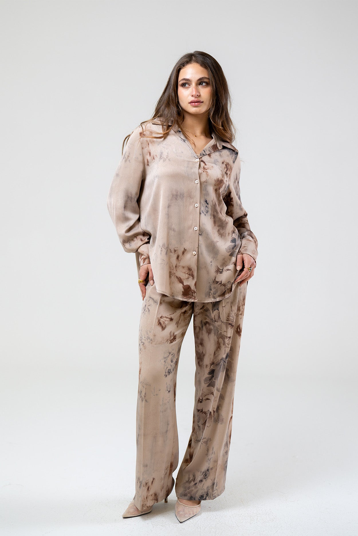 Printed High-Waist Pants