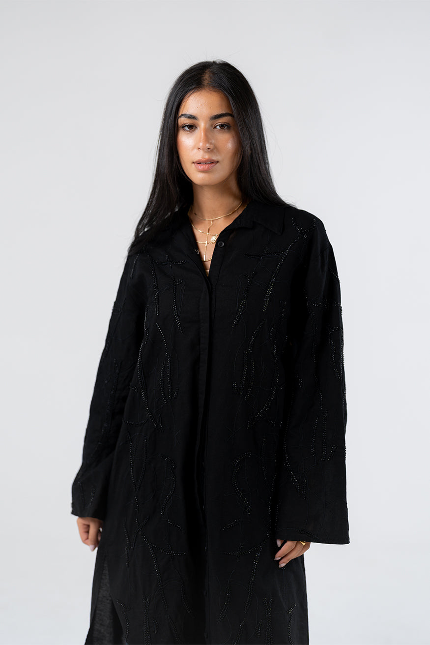 Embroidered Shirt Dress