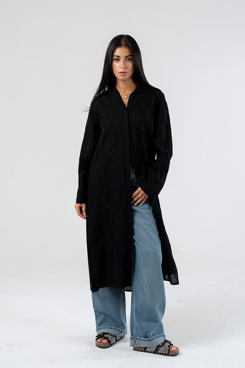 Embroidered Shirt Dress