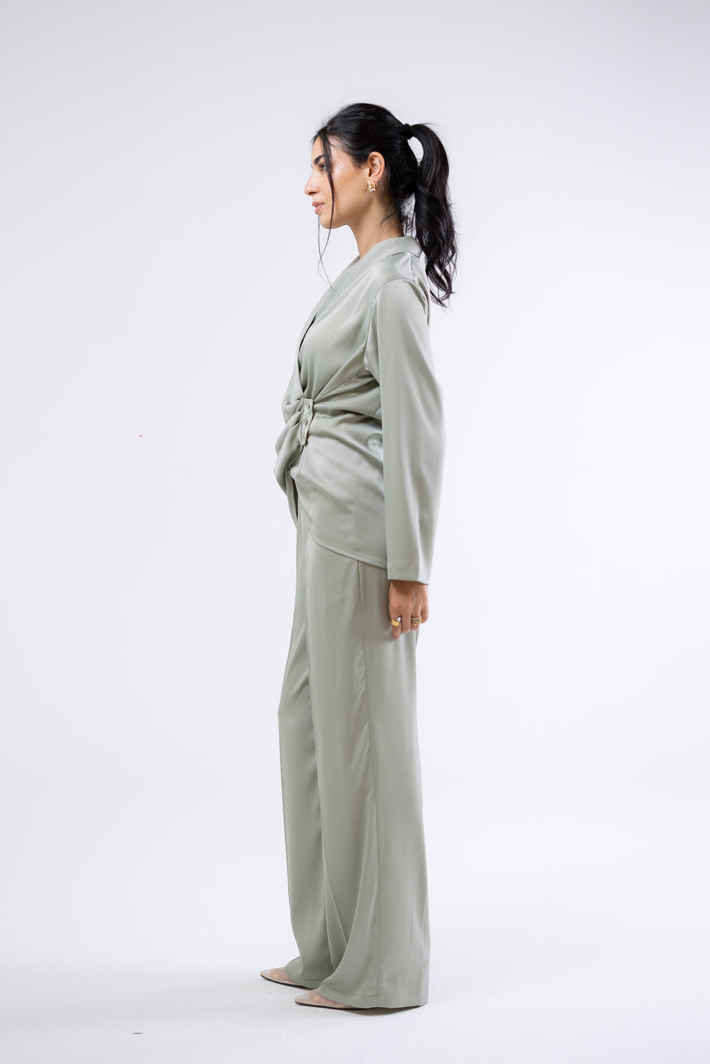 Satin Wide-Leg Trousers