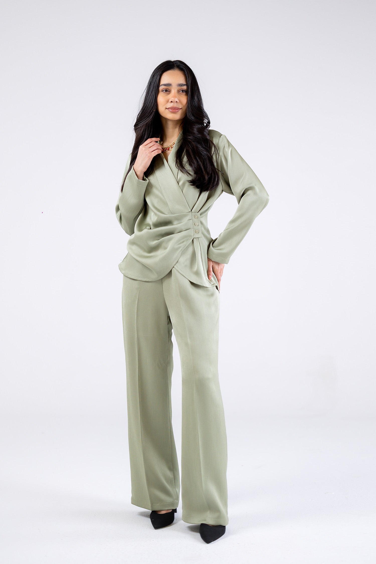 Satin Wide-Leg Trousers