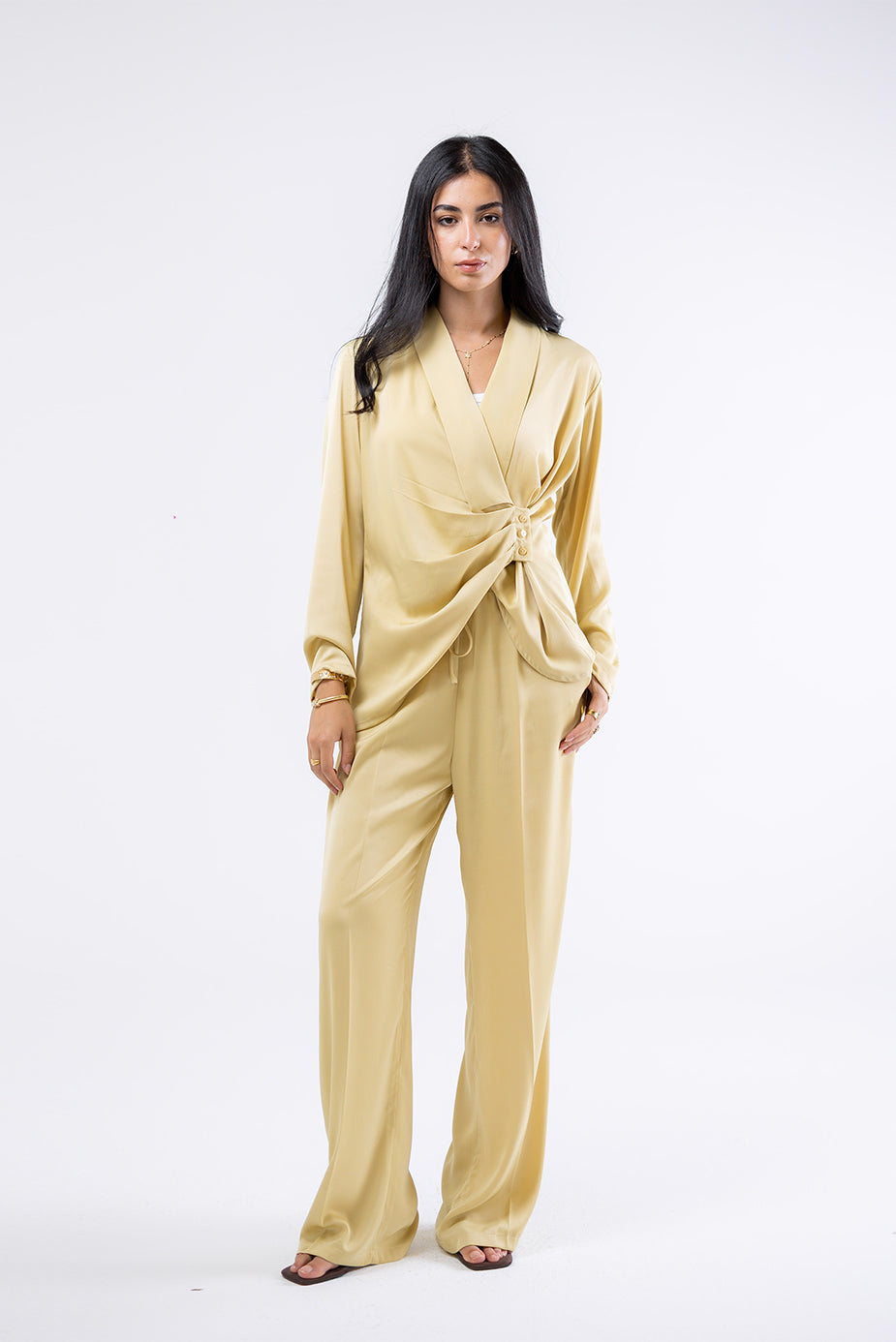 Satin Wide-Leg Trousers