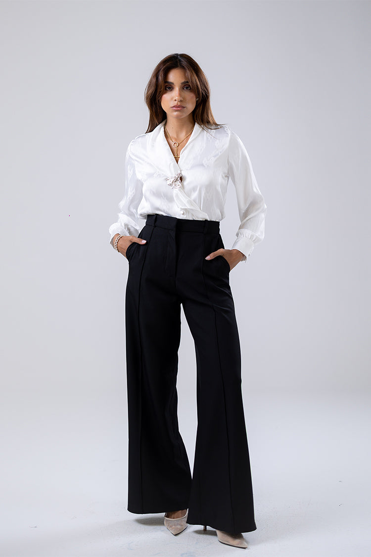 Satin Brooch Blouse