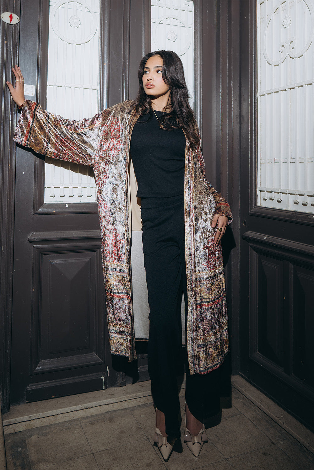 Embroidered Velvet Kimono