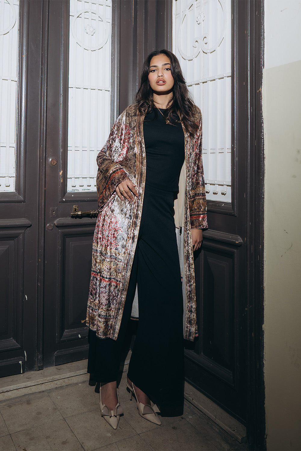 Embroidered Velvet Kimono