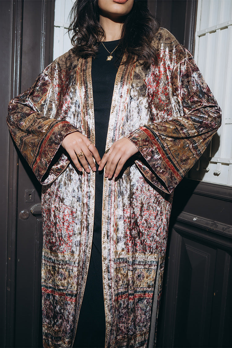Embroidered Velvet Kimono