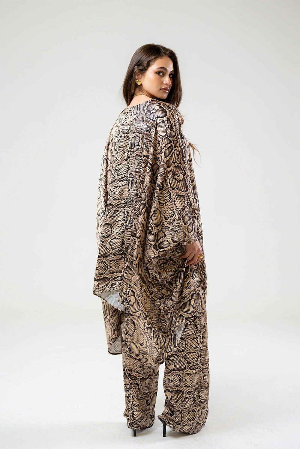 Snake Print Wide-Leg Pants