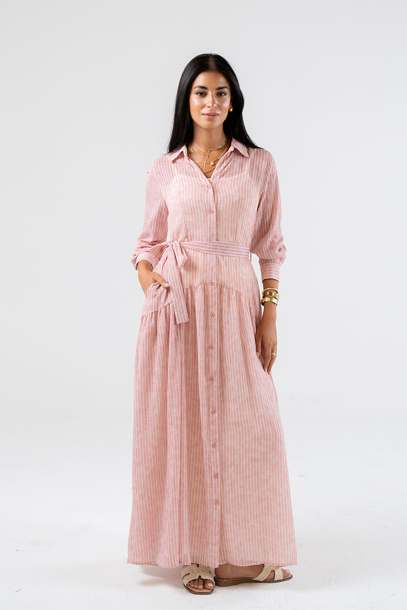 Striped Shirt Maxi Dress