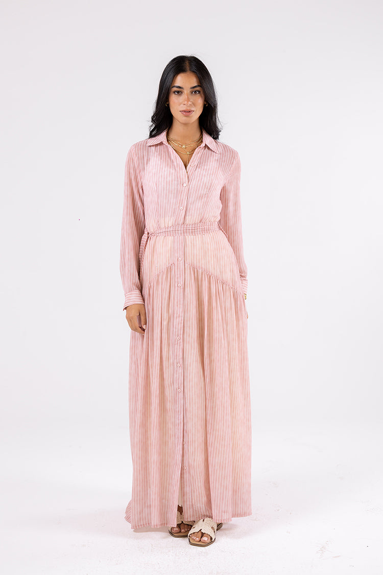 Striped Shirt Maxi Dress
