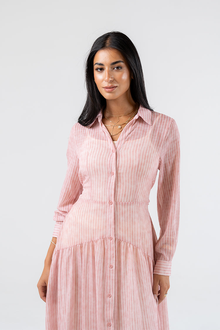 Striped Shirt Maxi Dress