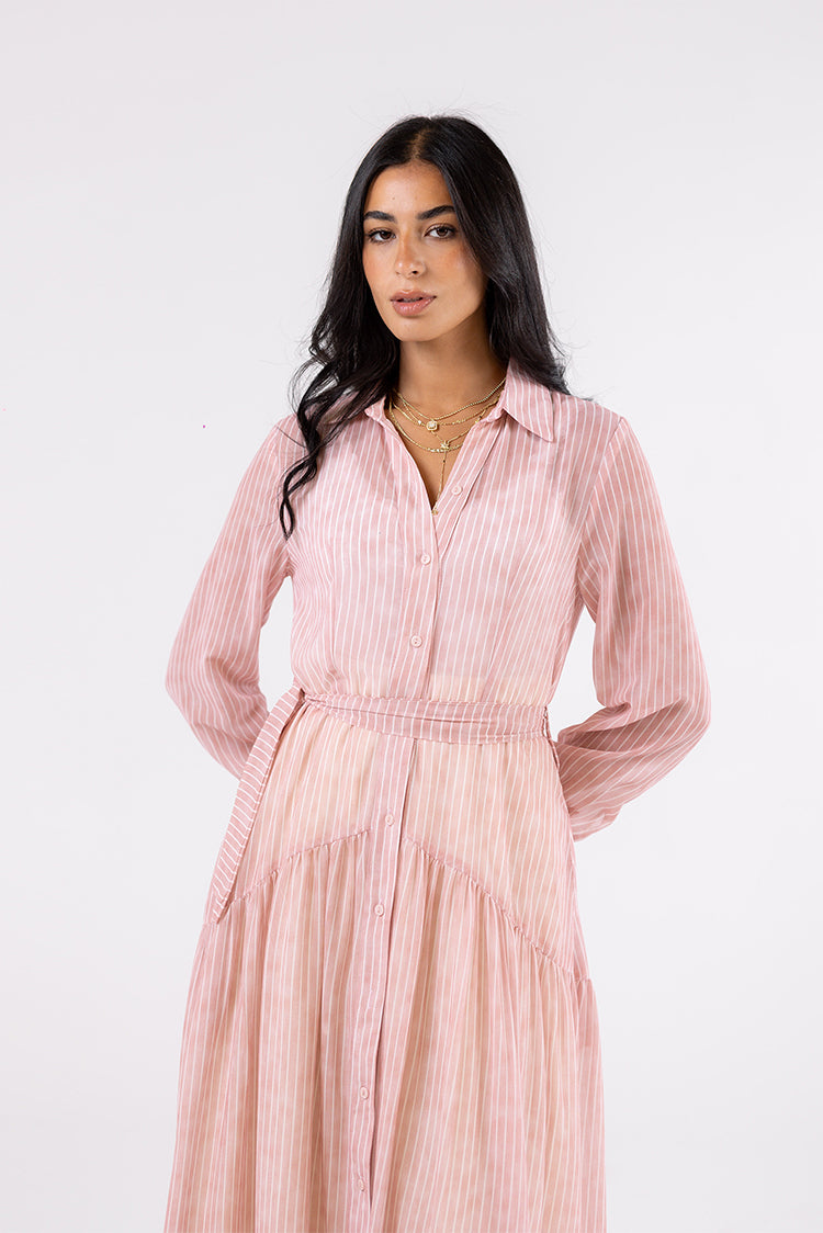 Striped Shirt Maxi Dress